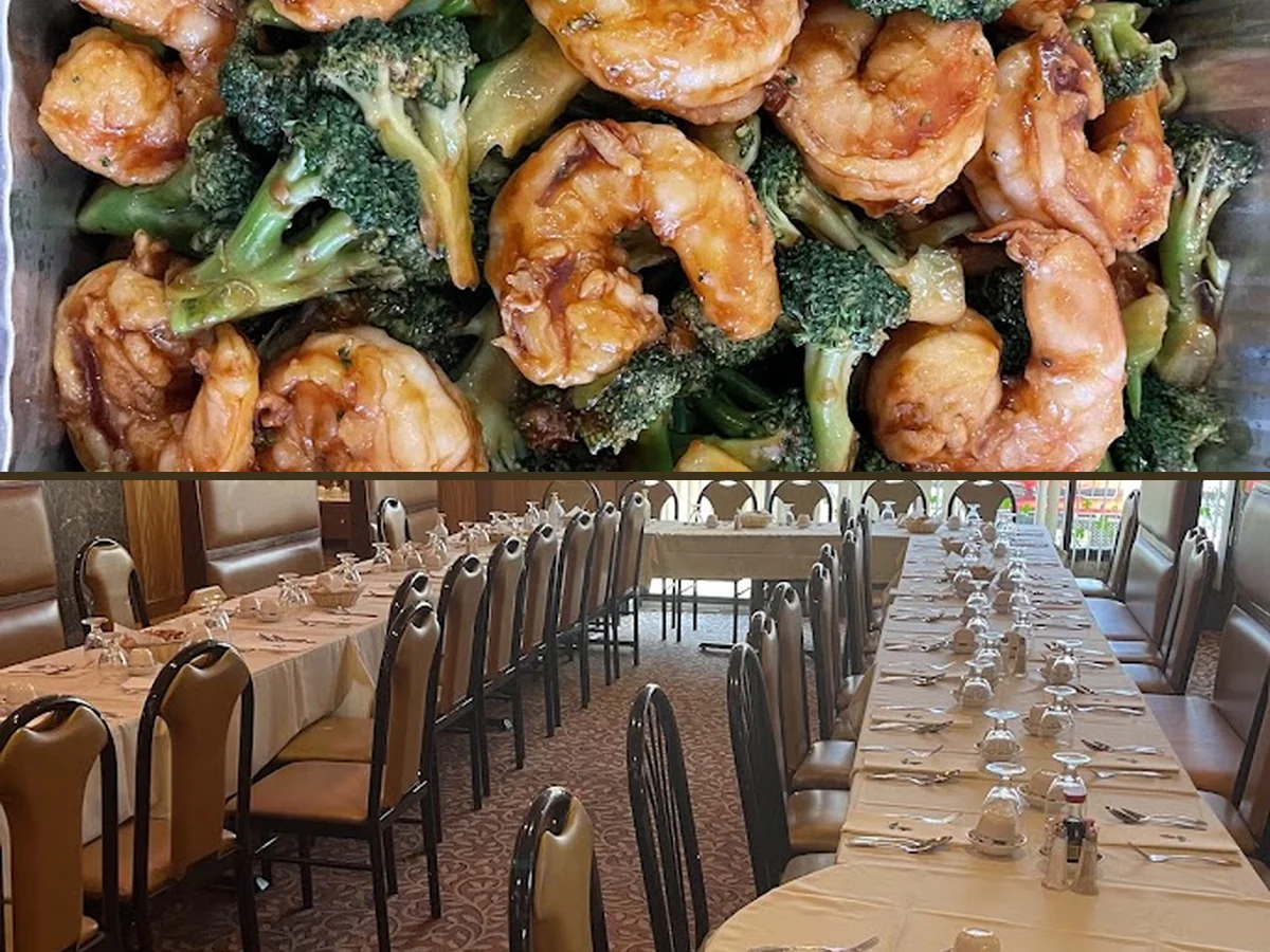 Tables set for dine-in Chinese meals.